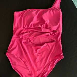 Pink One Shoulder Swimsuit
